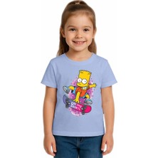 Sedirli Unisex Simpson Baskılı Çocuk Tişört Pamuklu Penye Kumaş