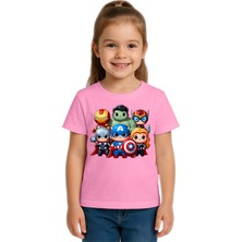 Sedirli Unisex Hulk Kaptan Amerika Demir Adam Baskılı Çocuk Tişört Pamuklu Penye Kumaş