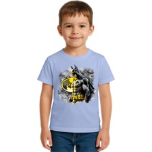 Sedirli Unisex Batman Baskılı Çocuk Tişört Pamuklu Penye Kumaş