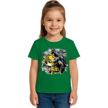 Sedirli Unisex Batman Baskılı Çocuk Tişört Pamuklu Penye Kumaş