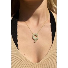 Spossy Silver Jewelry Bombeli Ç Harf Kolye