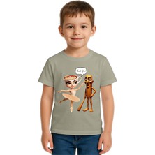 Sedirli Unisex Brainot Baskılı Çocuk Tişört Pamuklu Penye Kumaş