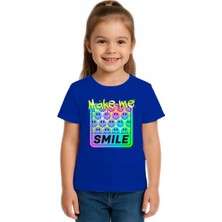 Sedirli Unisex Smile Baskılı Çocuk Tişört Pamuklu Penye Kumaş