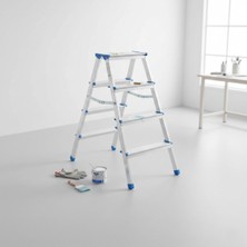 Alfa Life Marketing 4+4 Çift Basamaklı Alüminyum Metal Merdiven