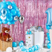 Alfa Life Marketing Ekstra Metalize Parlak Saçaklı Arka Fon Perde Rose Gold