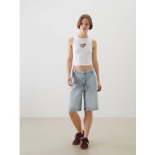 Lc Waikiki Yeni Sezon Bermuda Fit Kadın Jean Şortolon