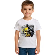 Sedirli Unisex Batman Baskılı Çocuk Tişört Pamuklu Penye Kumaş