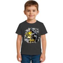 Sedirli Unisex Batman Baskılı Çocuk Tişört Pamuklu Penye Kumaş