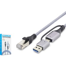 Skygo USB 3.0 & Type-C Gigabit Ethernet Adaptör - Gri HDX7876
