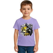 Sedirli Unisex Batman Baskılı Çocuk Tişört Pamuklu Penye Kumaş