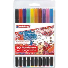 Edding 10'lu Fırça Uçlu Keçeli Kalem Seti Renkli Tasarımlar için Değişken Uç Kalınlığı 1340