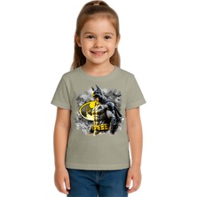 Sedirli Unisex Batman Baskılı Çocuk Tişört Pamuklu Penye Kumaş