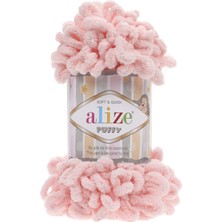 Alize Puffy 5'li Paket Pudra Pembe Mikropolyester Yumuşak İplik 340 cm Örgü Projeleri İçin