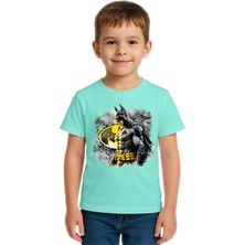 Sedirli Unisex Batman Baskılı Çocuk Tişört Pamuklu Penye Kumaş