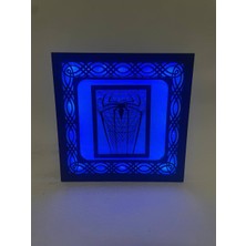 Spiderman Temalı Ahşap Dekoratif Gece Lambası