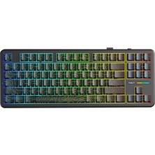 Aula F87 Pro Mekanik Rgb Tkl Kayhua Intelligent Switch Kablosuz Makrolu Hot Swap Klavye Desenli Siyah