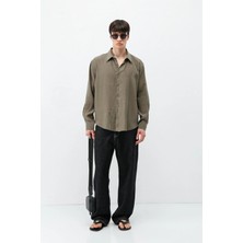 Vamos Modal Kumaş Oversize Gömlek Haki
