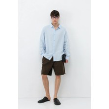 Vamos Uzun Kollu Basic Oversize Gömlek Bebe Mavi