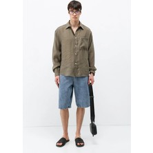 Vamos Modal Kumaş Cepli Oversize Gömlek Haki