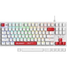 A4TECH Bloody S310N Fıre Whıte Tkl Red Swıtch Mekanik Gamıng Klavye-Whıte
