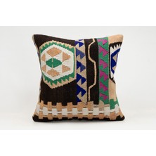 Kilim Wholesale El Yapımı Kilimden Yapılmış Vintage Kırlent Kılıfı, Yün, 40X40 cm