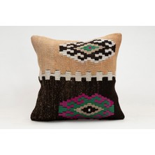 Kilim Wholesale El Yapımı Kilimden Yapılmış Vintage Kırlent Kılıfı, Yün, 40X40 cm