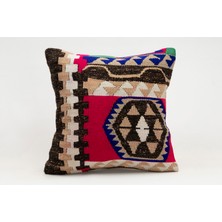 Kilim Wholesale El Yapımı Kilimden Yapılmış Vintage Kırlent Kılıfı, Yün, 40X40 cm