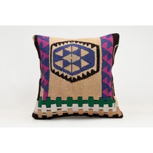Kilim Wholesale El Yapımı Kilimden Yapılmış Vintage Kırlent Kılıfı, Yün, 40X40 cm