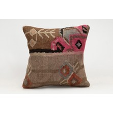 Kilim Wholesale El Yapımı Kilimden Yapılmış Vintage Kırlent Kılıfı, Yün, 40X40 cm