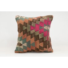Kilim Wholesale El Yapımı Kilimden Yapılmış Vintage Kırlent Kılıfı, Yün, 40X40 cm
