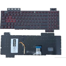 Notespare Asus Uyumlu Tuf Gaming FX504GE-E4720-GAMING, FX504GE-E4777-GAMING Klavye Tr Işıklı - Kırmızı Aydınlatma