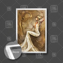 SML Tablo Light Night Melody Antik Mısırlı Kadın Firavun Tanrı Çizim Çerçeveli Dikey Kanvas Tablo