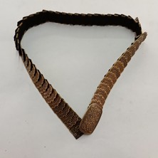 Ağırsoy Lastikli Kadın Kemeri, Metal Pullu, Eskitme, Boyu 70 cm En Gergin Hali 90 cm