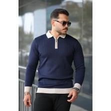 Indispensablely Erkek Kol ve Yaka Detaylı Uzun Kollu Triko