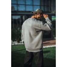 Buğrahayalin Kışlık Bisiklet Yaka Üç Iplik Basic Sweatshirt - Boyalı Gri