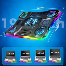 Dossimo Nitro Rgb Işıklı 9 Fanlı LCD Göstergeli 2 USB Girişli Yükselebilen Notebook Soğutucu S24