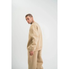 Indispensablely Uzun Kol Bisiklet Yaka Basic Sweatshirt - Bej