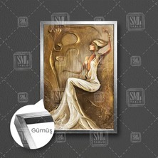 SML Tablo Light Night Melody Antik Mısırlı Kadın Firavun Tanrı Çizim Çerçeveli Dikey Kanvas Tablo