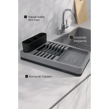 Deyhome Bulaşık Kurutma Sepeti ve Düzenleyici, Su Tahliyeli Bölme, Modern ve Pratik