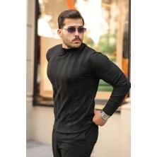 Indispensablely Erkek Yarım Balıkçı Yaka Kabartma Desenli Triko