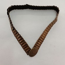 Ağırsoy Lastikli Kadın Kemeri, Metal Pullu, Eskitme, Boyu 70 cm En Gergin Hali 90 cm