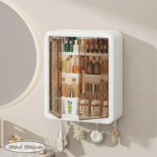 Trend Maison Tera Yapışkanlı Duvar Rafı Organzer Banyo Rafı, Mutfak Rafı Havluluk Sabun,şampuanlık, Raflı Duş Rafı Beyaz