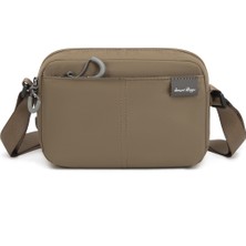 Smart Bags Kahve Hafif Kumaş Çok Cepli Küçük Boy Günlük Kadın Çapraz Çanta