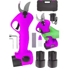 Moonshop Alman 288 Vf  Kömürsüz Motor Akülü Bağ Makası Dal Budama Kesme Makası Makinesi Çantalı Mavi