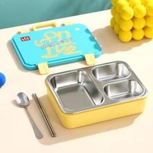 Bentopia Beslenme Kutusu Paslanmaz Çelik - 700 ml 3 Bölmeli Taşıma Kulplu Çocuk Beslenme Kabı