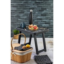 OfisDS Ahşap Desen Portatikam F Plastik Katlanabilir Sehpa, Kamp Piknik Masası, Piknik Sehpası