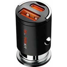 Powerway 30W Süper Hızlı Araç Şarj Adaptörü – Mini Kompakt Tasarım, Pd + Qc 4.0, Çift USB (Type-C & Usb-A)