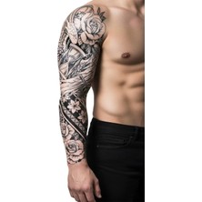 Dövme Kutusu Kum Saati Kanat Gül Sleeve Geçici Dövme | Zaman Özgürlük Çiçek Epik Tasarım