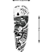 Dövme Kutusu Gangster Kumar Sleeve Geçici Dövme | Poker Kartları Silah Zar Rulet Mafia Tasarım