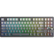 Aula F87 Pro V2 Mekanik Rgb Tkl Graywood V4 Switch Kablosuz Makrolu Hot Swap Klavye Gradyan Gri